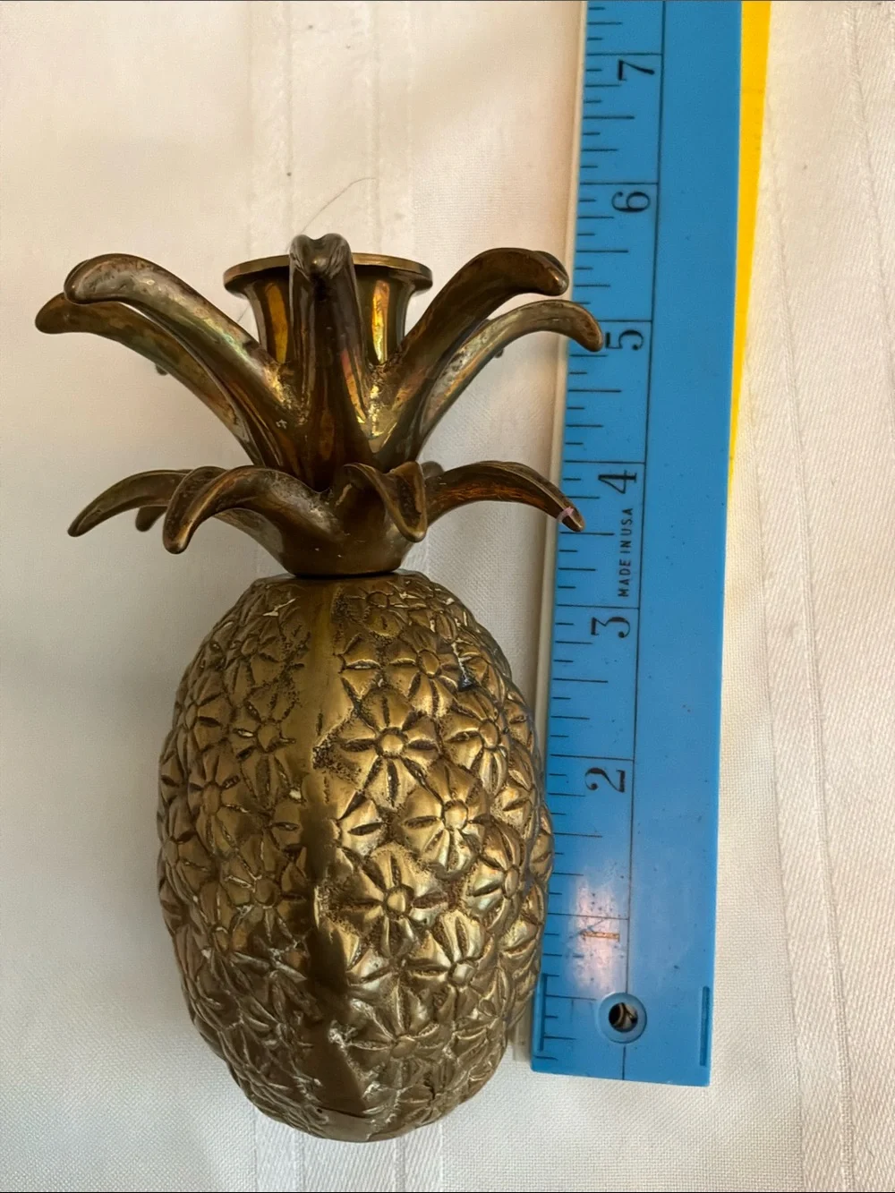 Vintage solid brass pineapple regency Hollywood candle holder